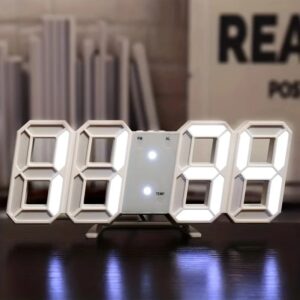 Horloge Numérique LED 3D Moderne – Réveil Design avec Affichage de Température