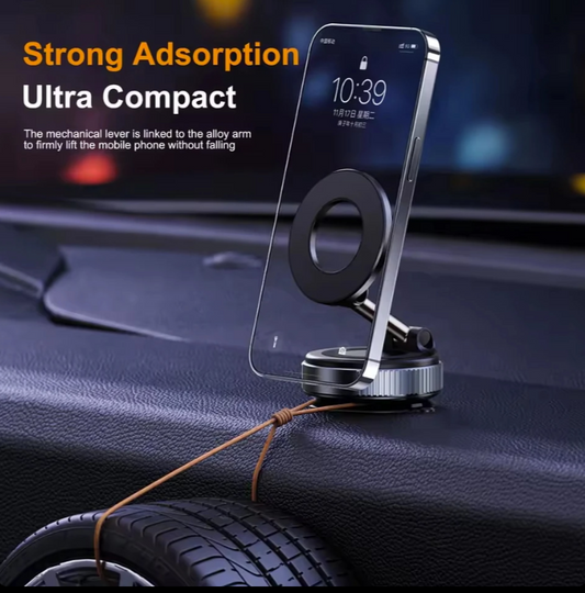 Support Téléphone Magnétique Voiture 3 Axes – Rotation 360°, Ultra Stable & Pliable | Aimant N52 Puissant