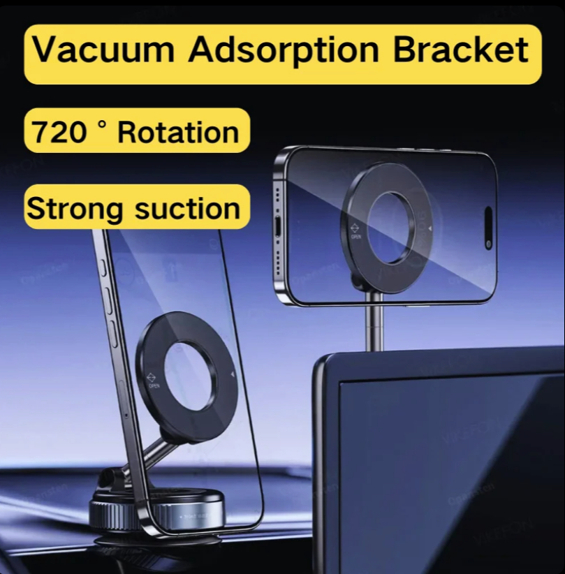 Support Téléphone Magnétique Voiture 3 Axes – Rotation 360°, Ultra Stable & Pliable | Aimant N52 Puissant