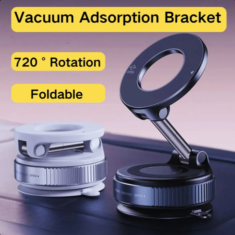 Support Téléphone Magnétique Voiture 3 Axes – Rotation 360°, Ultra Stable & Pliable | Aimant N52 Puissant