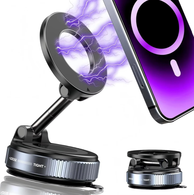 Support Téléphone Magnétique Voiture 3 Axes – Rotation 360°, Ultra Stable & Pliable | Aimant N52 Puissant