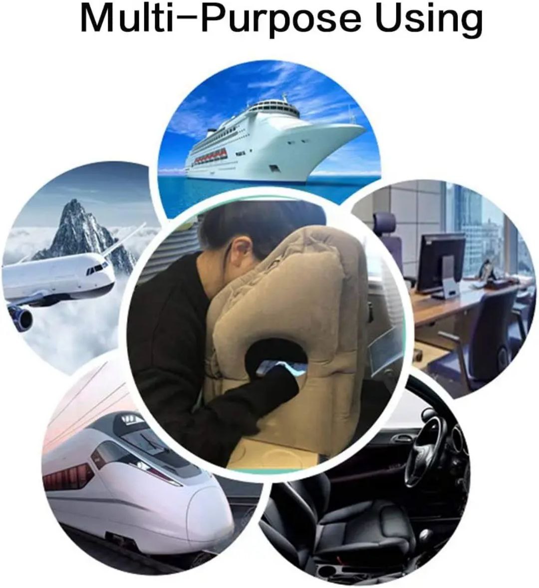 Oreiller de Voyage Gonflable, Coussin de Voyage avec Support d'appui-tête Gonflable Portable pour Dormir en Avion, Train, Maison ou Bureau