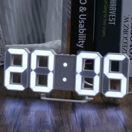 Horloge Numérique LED 3D Moderne – Réveil Design avec Affichage de Température