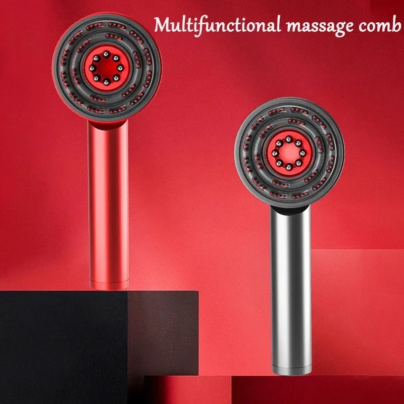 Peigne de Massage Multifonction Rouge – Thérapie Capillaire & Détente Cuir Chevelu