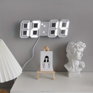 Horloge Numérique LED 3D Moderne – Réveil Design avec Affichage de Température