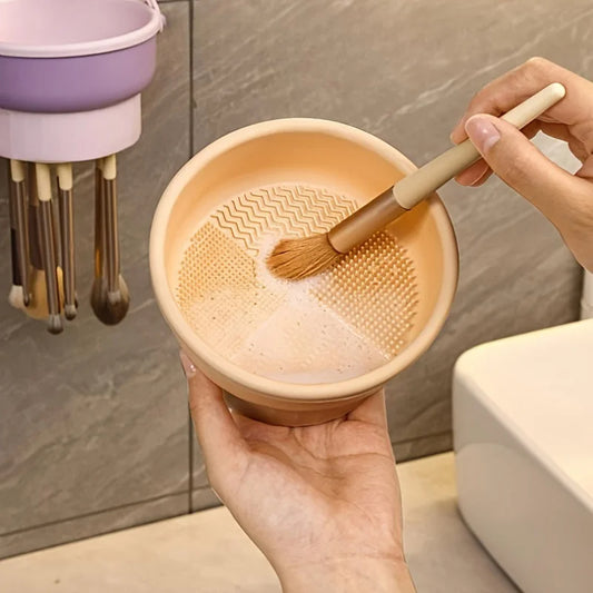 Seau Nettoyant Pliable pour Pinceaux de Maquillage – Compact, Astucieux et Multifonction
