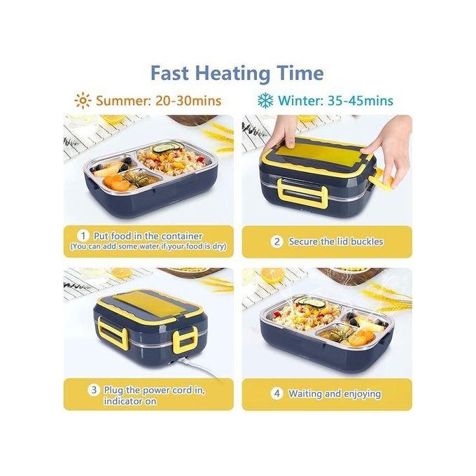 Lunch Box Électrique 2 en 1 Portable avec Compartiment en Acier Inoxydable, Chauffe-nourriture Rapide