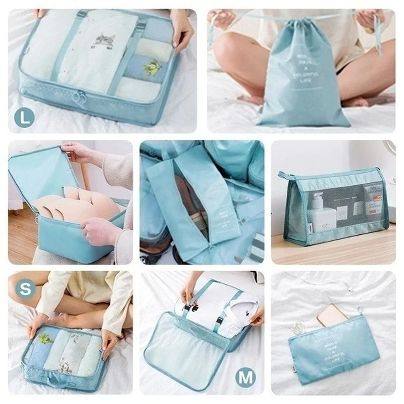 Set de 8 Organisateurs de Voyage pour Valise – Pochettes Rangement Multifonction