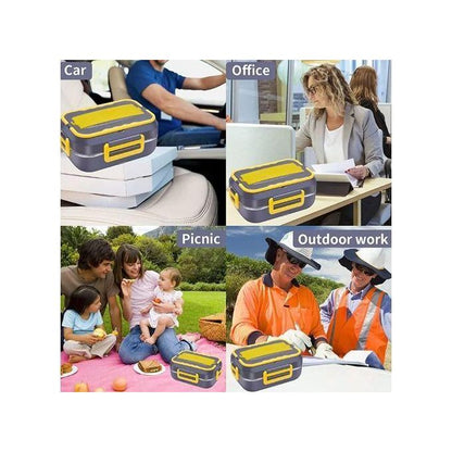 Lunch Box Électrique 2 en 1 Portable avec Compartiment en Acier Inoxydable, Chauffe-nourriture Rapide