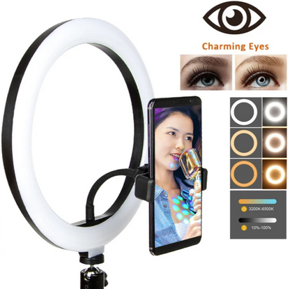 Ring Light LED 26 cm (10″) – Éclairage Circulaire avec Support Smartphone & Télécommande – USB