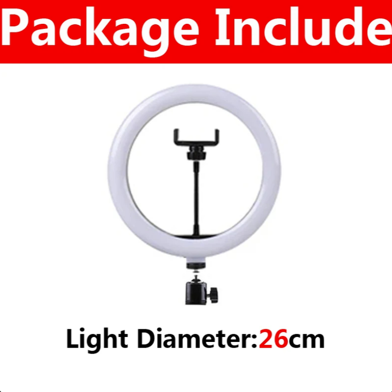Ring Light LED 26 cm (10″) – Éclairage Circulaire avec Support Smartphone & Télécommande – USB