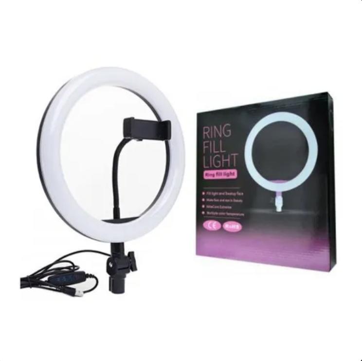 Ring Light LED 26 cm (10″) – Éclairage Circulaire avec Support Smartphone & Télécommande – USB