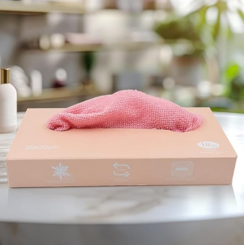 Boîte de 10 serviettes microfibre réutilisables – 20 x 20 cm