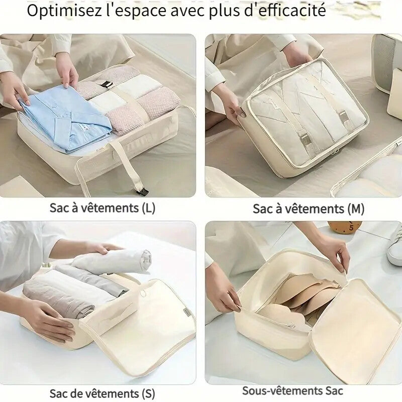 Set de 8 Organisateurs de Voyage pour Valise – Pochettes Rangement Multifonction