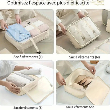 Set de 8 Organisateurs de Voyage pour Valise – Pochettes Rangement Multifonction