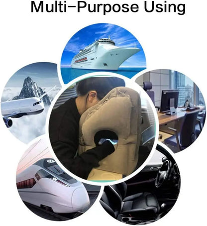 Oreiller de Voyage Gonflable, Coussin de Voyage avec Support d'appui-tête Gonflable Portable pour Dormir en Avion, Train, Maison ou Bureau