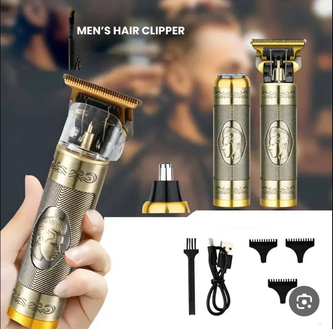 Tondeuse à cheveux professionnelle 3-en-1 pour hommes avec têtes de rechange (rasoir, coupe-nez), Rasoir électrique